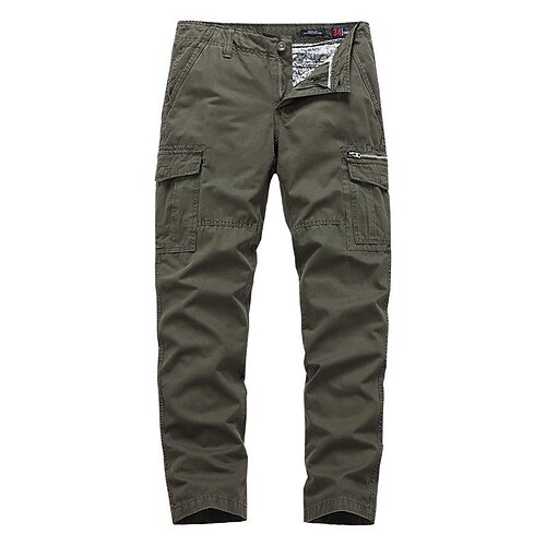 

Men's Cargo Pants Trousers Work Pants Multi Pocket Solid Colored Comfort Breathable Casual Daily Streetwear Cotton Blend Sports Fashion ArmyGreen Black Micro-elastic