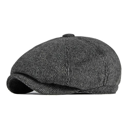 

Men's Hat Beret Hat Black Dark Gray Outdoor Street Daily Fleece Pure Color Windproof Warm Breathable