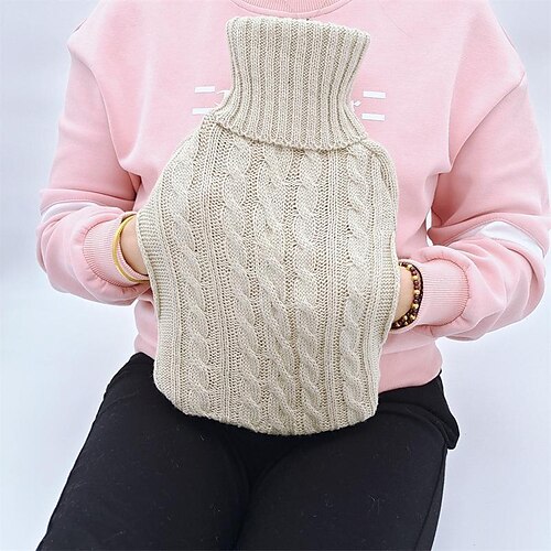 

Double-handed Large Warm Water Bag Plush Knitted Cover Rubber Hot Water Bag Water Injection Explosion-proof Hand Waist Leg Warmer