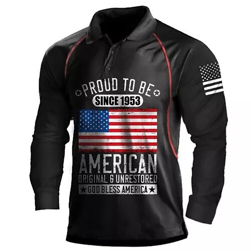 

Men's Golf Shirt National Flag Turndown Gray 3D Print Outdoor Street Long Sleeve Button-Down Print Clothing Apparel Fashion Casual Breathable