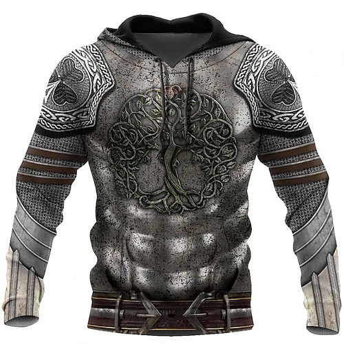 

Hombre Unisexo Sudadera Con Capucha Gris Con Capucha Geométrico Estampados Vikingo Estampado Diario Deportes Impresión 3D Ropa de calle Design Casual Primavera Otoño Ropa Sudaderas con capucha