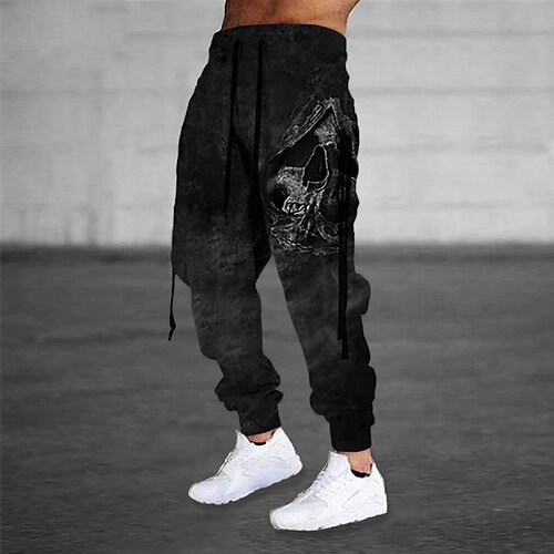 

Men's Sweatpants Joggers Trousers Drawstring Elastic Waist 3D Print Graphic Prints Comfort Breathable Sports Outdoor Casual Daily Cotton Blend Terry Streetwear Stylish Green Black Micro-elastic