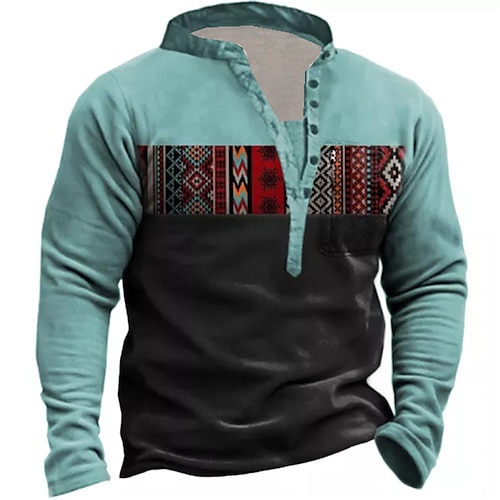 

Men's Sweatshirt Pullover Blue Standing Collar Color Block Graphic Prints Zipper Print Daily Sports Holiday 3D Print Basic Boho Streetwear Spring & Fall Clothing Apparel Hoodies Sweatshirts