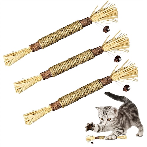 

3 Pack Silvervine Sticks Cat Toys for Indoor Cats Interactive Silvervine for Cats Catnip Toys for Indoor Cats Chew Toy for Cat Teeth Cleaning Kitten Teething