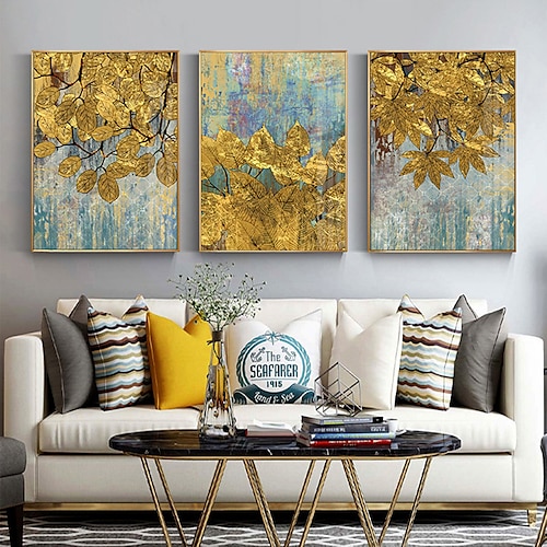 

1 Panel Botanical Prints Gold Leaves Wall Art Modern Picture Home Decor Wall Hanging Gift Rolled Canvas Unframed Unstretched