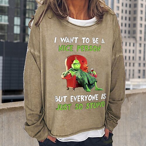 

Women's Sweatshirt Pullover Streetwear Green Black Blue Graphic Loose Fit Casual Round Neck Long Sleeve S M L XL 2XL
