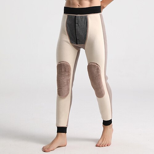 

Men's Long Johns Thermal Underwear Thermal Pants Patchwork Tights / Leggings Home Daily Cotton Long Pant Leggings Elastic Waist Winter Black