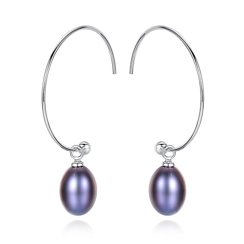 

Women's Purple Black Pink Freshwater Pearl Drop Earrings Fine Jewelry Classic Precious Fashion Modern S925 Sterling Silver Earrings Jewelry Purple / Rosy Pink / White For Party Gift 1 Pair