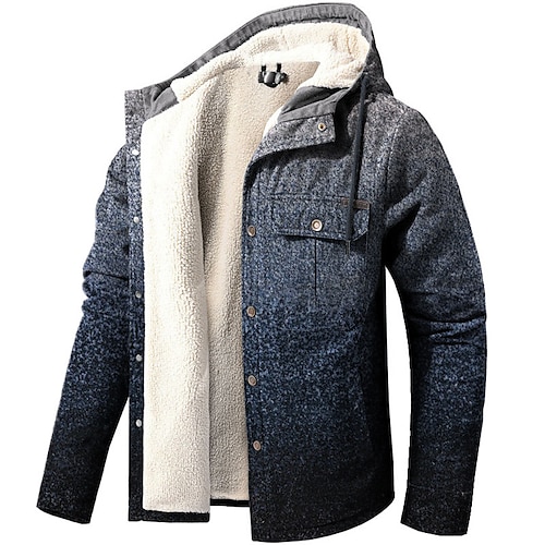 

Men's Coat Warm Sports & Outdoor Single Breasted Graphic Prints Gradual 3D Printed Graphic Hoodie Fashion Jacket Outerwear Long Sleeve Pocket Fall & Winter
