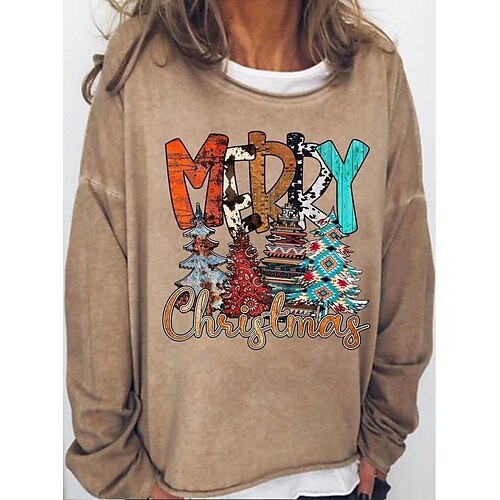 

Women's Sweatshirt Pullover Basic Christmas Light Blue Black Blue Graphic Christmas Pile Neck Long Sleeve S M L XL 2XL 3XL
