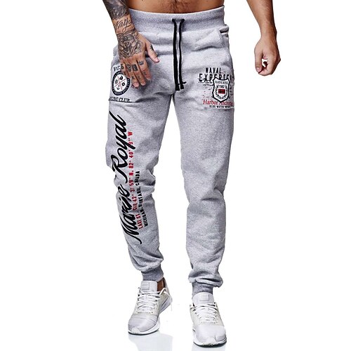 

Herre Joggingbukser Jogger Bukser Snørelukning Elastisk Talje Trykt mønster Grafiske tryk Komfort Åndbart Afslappet Daglig Streetwear Bomuldsblanding Sport Mode Sort Hvid Mikroelastisk