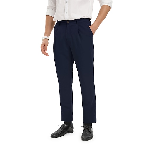 

Men's Chinos Slacks Chino Pants Straight Leg Solid Color Comfort Soft Full Length Office Business Cotton Blend Streetwear Casual Black Blue Micro-elastic