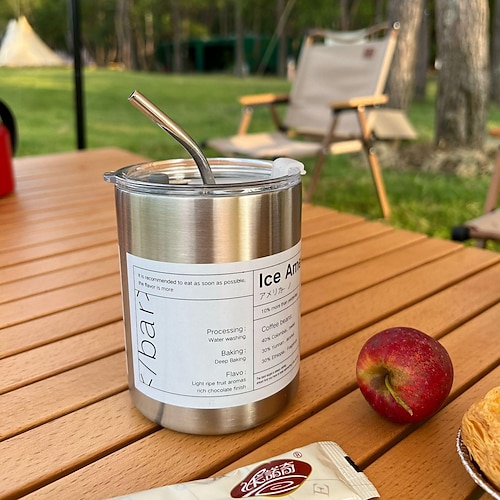 

Stainless steel coffee cup american straw latte cup handy cup portable car insulation love outdoor couple water cup