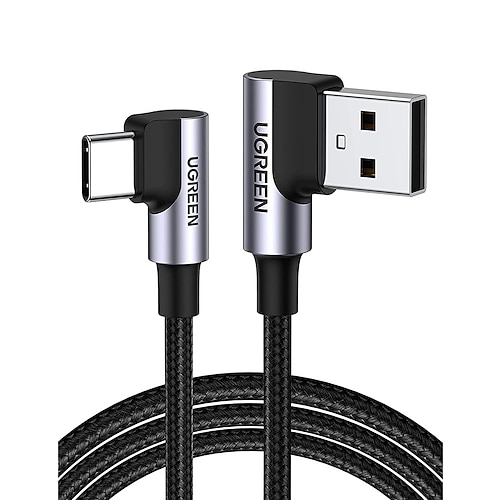 

UGREEN USB C Cable 90 Degree Type C Cable 18W Fast Charge USB A to USB C Cable Right Angle for iPad Mini 6 Air 4 Samsung Galaxy Flip Z Folding Pixel PS5 GoPro