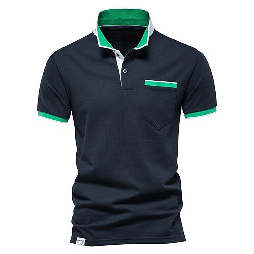 

Men's Golf Shirt Color Block Turndown Green Wine Red Navy Blue Gray Street Daily Short Sleeve Button-Down Clothing Apparel Cotton Sports Casual Comfortable / Summer