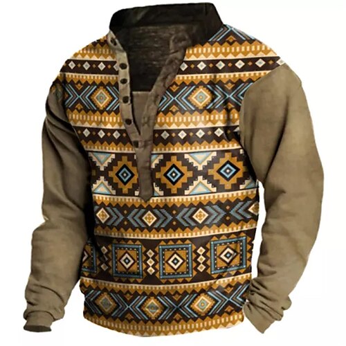 

Men's Sweatshirt Pullover Brown Standing Collar Graphic Prints Print Casual Daily Sports 3D Print Boho Streetwear Designer Spring Fall Clothing Apparel Hoodies Sweatshirts