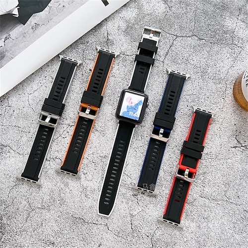

1PC Smart Watch Band Compatible with Apple iWatch Series 8/7/6/5/4/3/2/1 / SE Sport Band for iWatch Smartwatch Strap Wristband Silicone Adjustable Breathable Shockproof
