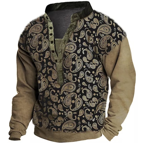 

Men's Sweatshirt Pullover Green Blue Purple Brown Coffee Standing Collar Tribal Graphic Prints Print Casual Daily Sports 3D Print Streetwear Designer Casual Spring & Fall Clothing Apparel Hoodies