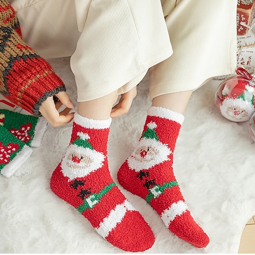 

Women's Christmas Lingeries Gift 1 Pair Socks Slipper Socks Fashion Cute Comfort Warm Green Light Green Wine