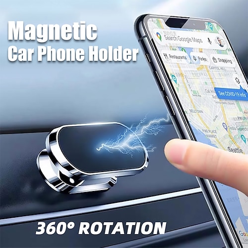 

Magnetic Car Phone Holder Mount Easily Install 360° Rotation Magnetic Type Dashboard Mini Strip Shape Stand Compatible with All Smartphones