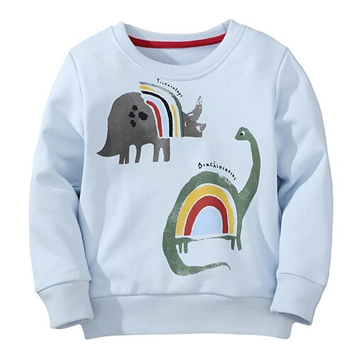 

Toddler Boys Sweatshirt Pullover Animal Cartoon Long Sleeve Children Top Outdoor Cotton Sweatshirt Fashion Daily Light Blue Black Blue Winter 3-7 Years / Fall