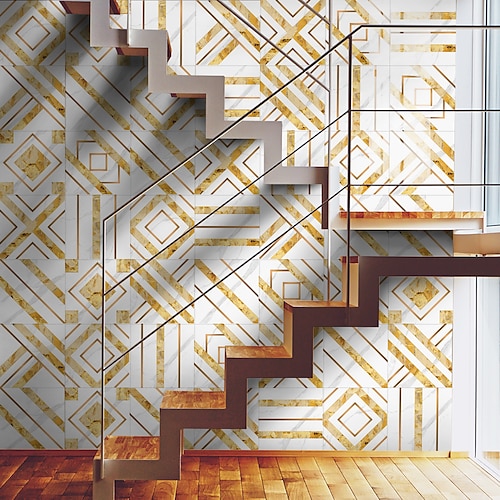 

Gem Platinum Style Classic Tile Waterproof Creative Kitchen Bathroom Living Room Shop Children's Room Office Wedding Room Removable Self-adhesive Waterproof and Oil-proof Decorative Wall Stickers