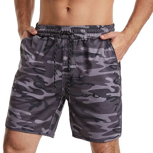 

Men's Shorts Beach Shorts Drawstring Elastic Waist Print Camouflage Comfort Breathable Short Casual Daily Beach Fashion Streetwear Yellow Khaki Micro-elastic