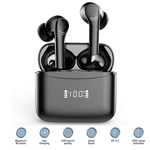 

Wireless Bluetooth Headset Sports LED Display Earbuds Noise Reduction Bluetooth Earphones Wireless Headphones