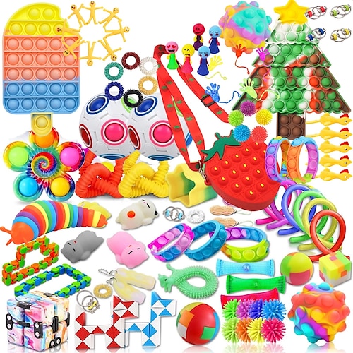 

80 pcs Mystery Fidget Toys Pack Set Pack Anti Stress Festival Advent Calendar Antistress Pop Figet Toy Pack Kids Birthday Gift 2023