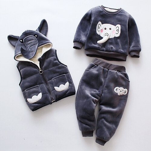 

3 pezzi Bambino (1-4 anni) Da ragazzo Felpa e pantaloni Vestito Animali Cartoni animati Manica lunga Cotone Impostare Esterno Essenziale Di tendenza Inverno Autunno 3-7 anni Rosa Grigio