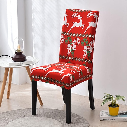 

Christmas Chair Covers,Stretch Xmas Dining Room Chair Protector Slipcovers 1 Piece for Christmas Decoration, Ceremony