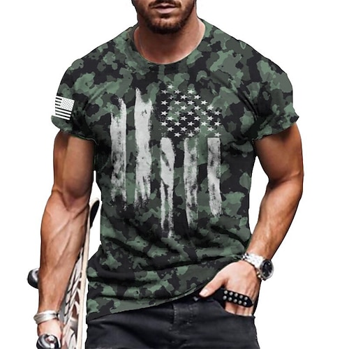 

Homens Camiseta Estampas Abstratas Bandeiras Gola Redonda Verde Verde Tropa Preto Impressão 3D World Cup Ao ar livre Rua Manga Curta Imprimir Roupa Esportes Designer Casual / Verão