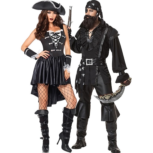 

Pirates des Caraïbes Déguisements de couple Homme Femme Cosplay de Film Cosplay Noir Robe Pantalon Casque Carnaval Mascarade Polyester / Chapeau / Couvre-chaussures / Ceinture de Tour de Taille