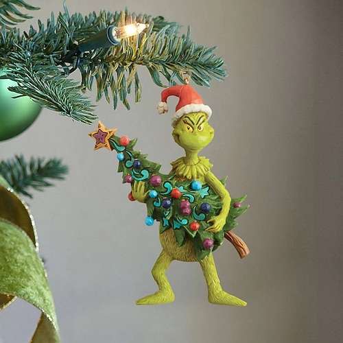 

Christmas Ornaments Tree Christmas Decorations Creative Decoration Wood Accessories Christmas Decorations Green hair monster