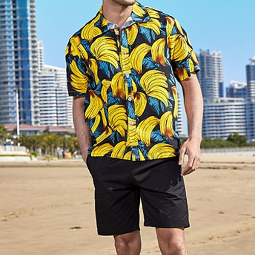 

Men's Shirt Summer Hawaiian Shirt Button Up Shirt Summer Shirt Beach Shirt White Yellow Orange Green Short Sleeve Graphic Turndown Daily Holiday Button-Down Clothing Apparel Fashion Streetwear Casual