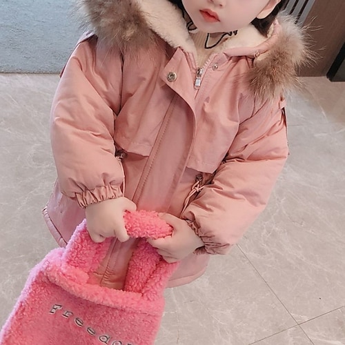 Bambino (1-4 anni) Da ragazza Parka Tinta unica Di tendenza Esterno Cotone Cappotto Capispalla 3-7 anni Autunno Nero Rosa Blu
