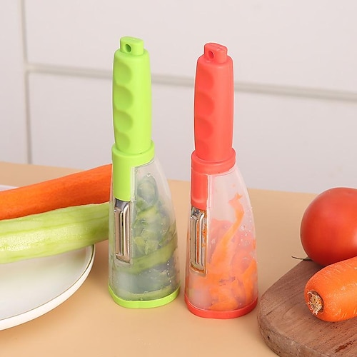 

Multi-function with storage peeler stainless steel storage peeling knife with cylinder for vegetable and fruit peeling