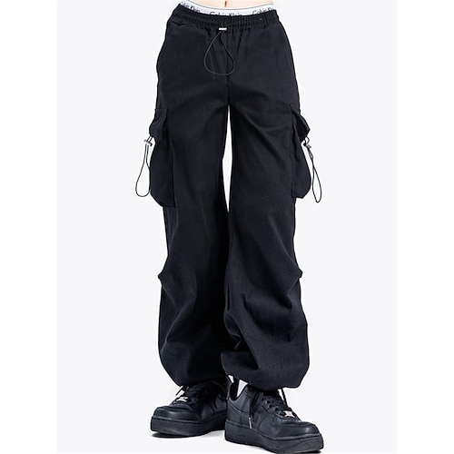 

Women's Cargo Pants Slacks Black Dark Red Casual Casual Daily Streetwear Full Length Windproof Solid Colored S M L XL