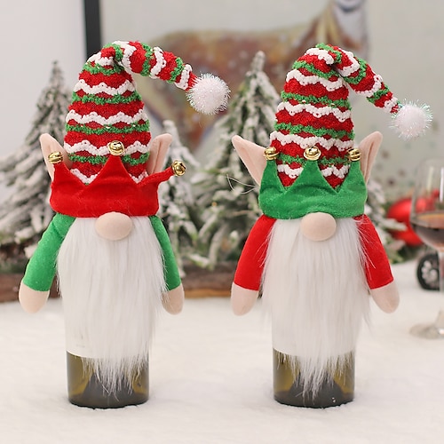 

Christmas Decorations Elf Doll Bottle Set Dwarf Gnome Champagne Set Table Atmosphere Arrangement