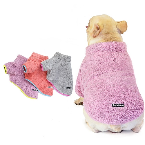 

Dog Cat Coat Solid Colored Adorable Stylish Ordinary Casual Daily Outdoor Casual Daily Winter Dog Clothes Puppy Clothes Dog Outfits Warm Purple Orange Grey Costume for Girl and Boy Dog Coral Fleece S