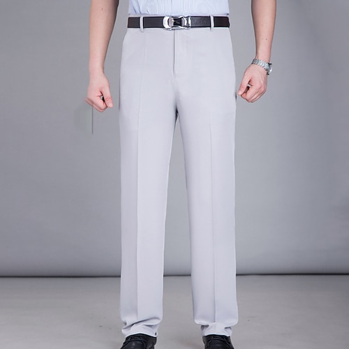 

Men's Dress Pants Trousers Pocket Solid Colored Breathable Soft Office Business Daily Chic & Modern Formal Gray Green turmeric High Waist Micro-elastic