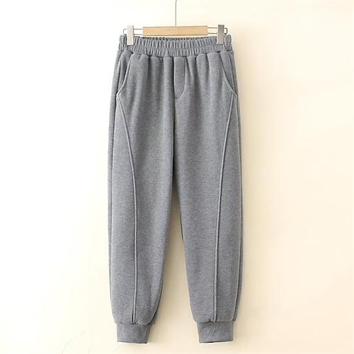 

Women's Plus Size Sweatpants Chinos Pocket Solid Color Sporty Casual Casual Daily Natural Full Length Winter Fall Black Dark Blue Dark Gray XL XXL 3XL 4XL / Cotton