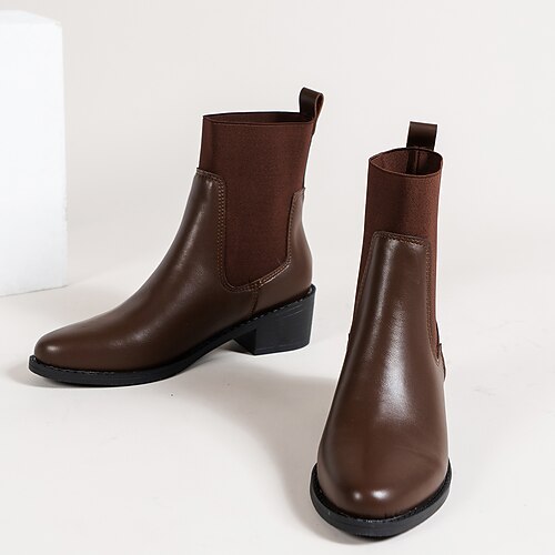 

Women's Boots Daily Plus Size Booties Ankle Boots Winter Chunky Heel Pointed Toe Vintage PU Leather Loafer Solid Colored Black Brown