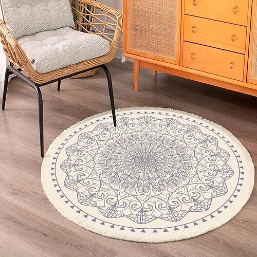 

Nordic Imitation Cashmere Round Carpet Pastoral Style Chair Cushion Thickened Long Bedside Blanket