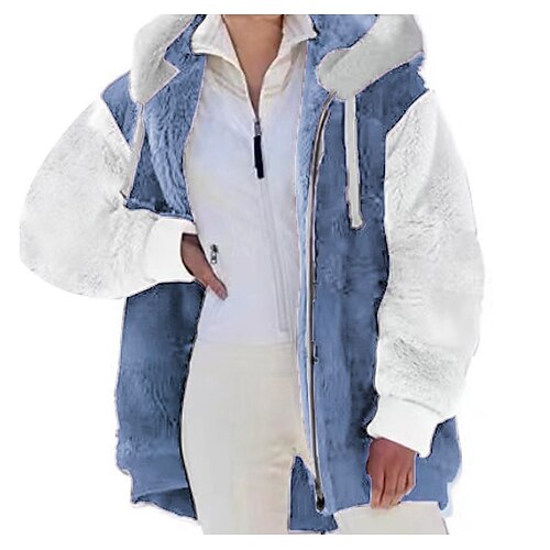 

Women's Zip Hoodie Sweatshirt Pullover Sherpa Fleece Teddy Zip Up Green Blue Purple Color Block Street Hoodie Long Sleeve Fleece S M L XL XXL 3XL / Fleece lined