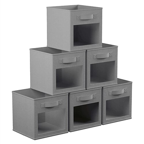 

Household Folding Non-woven Fabric Storage Box Transparent window Uncovered Sorting Box With Handle Toys Sundries Organizer Bins
