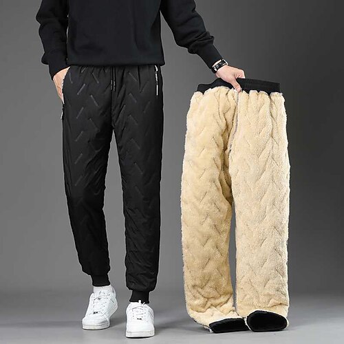 

Men's Sherpa Sweatpants Winter Pants Trousers Drawstring Elastic Waist Solid Color Comfort Warm Casual Daily Streetwear Sports Fashion 1 2 Micro-elastic / Elasticity