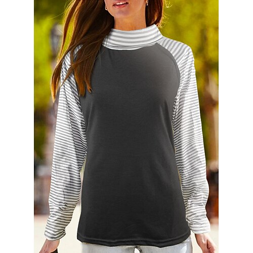 

Women's Sweatshirt Pullover Basic Green Blue Brown Striped Street Round Neck Long Sleeve S M L XL 2XL 3XL