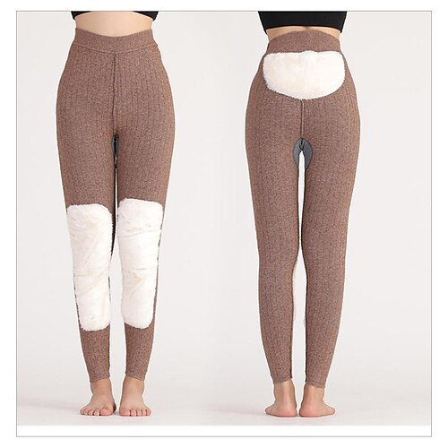 

Women's Fleece Pants Tights Leggings Fleece lined Dark Grey High Waist Casual Home Vacation High Cut High Elasticity Ankle-Length Thermal Warm Solid Colored L XL 2XL