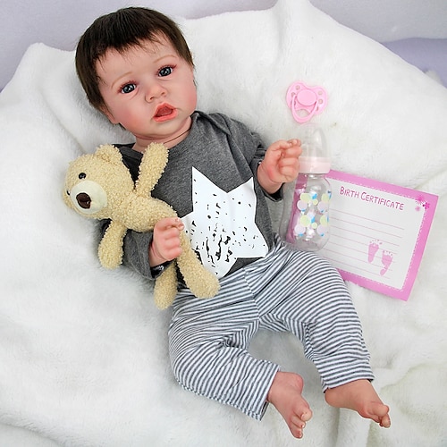

22inch Reborn Doll Baby & Toddler Toy Reborn Toddler Doll Doll Reborn Baby Doll Baby Baby Boy Reborn Baby Doll Levi Newborn lifelike Gift Hand Made Non Toxic Vinyl Silicone Vinyl with Clothes